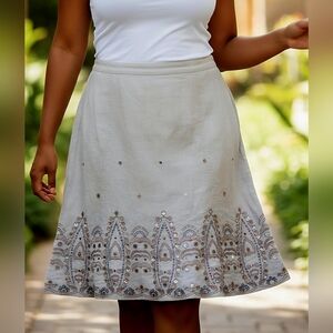 Requirements Cream A-Line Skirt with Embroidery 18